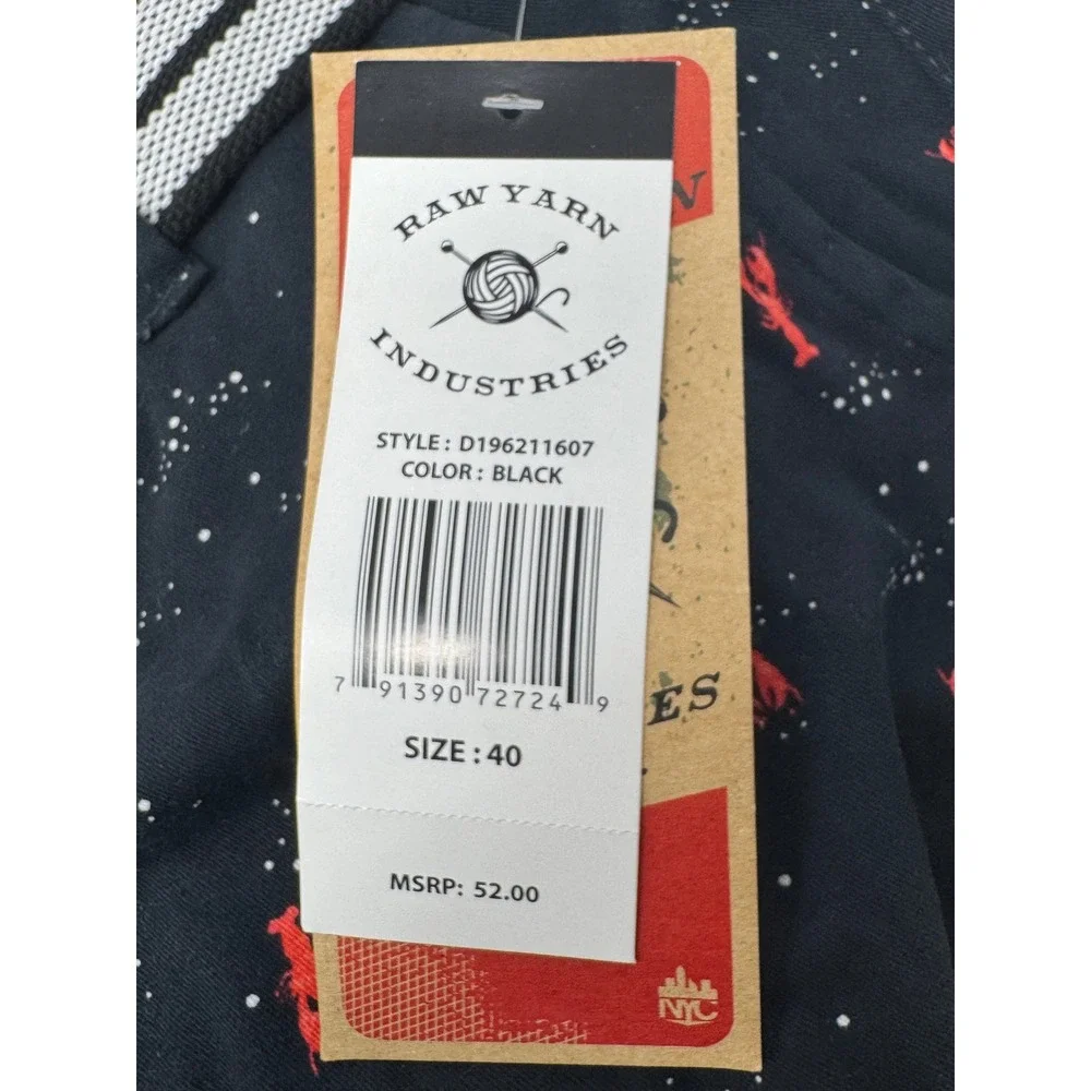 Raw Yarn Industries NYC Men's Black Lobster Print Shorts Size 40‎ Belted